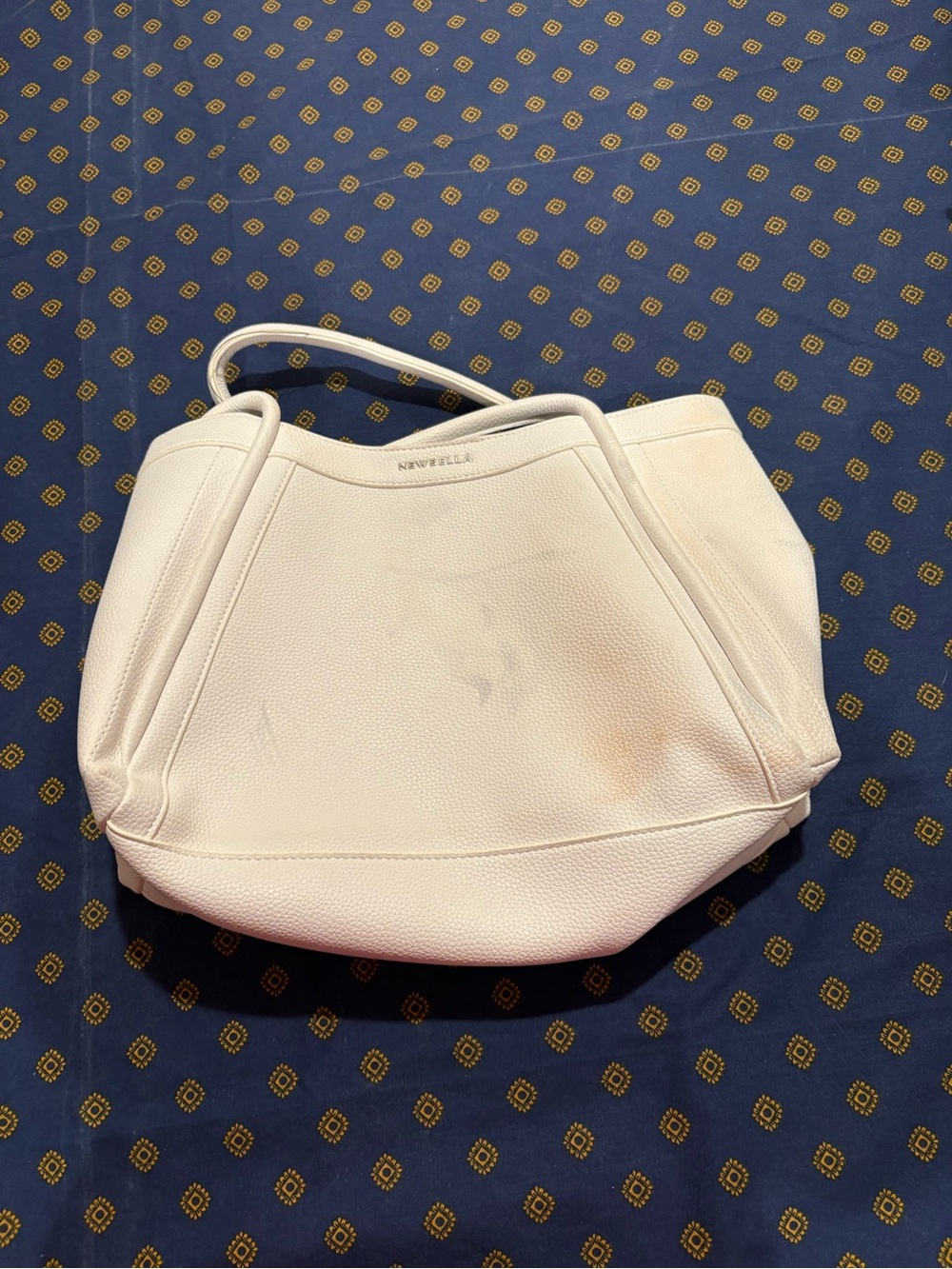 Cream Leather Tote Bag